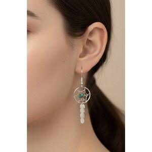 Navajo Jewelry Dreamcatcher‎ Feather Dangle Earrings Turquoise jewelry